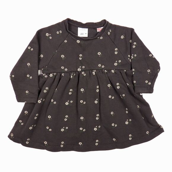 Zara Other - Zara French Terry Sweatshirt Dress Grey Ditsy Floral 12-18 M